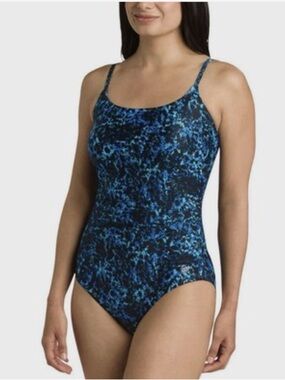 Speedo’s Blue Abstract Patterned One-Piece Swimsuit